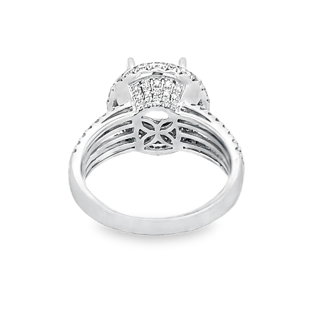 18K White Gold Diamond Halo Semi Mounting 1.28ctw