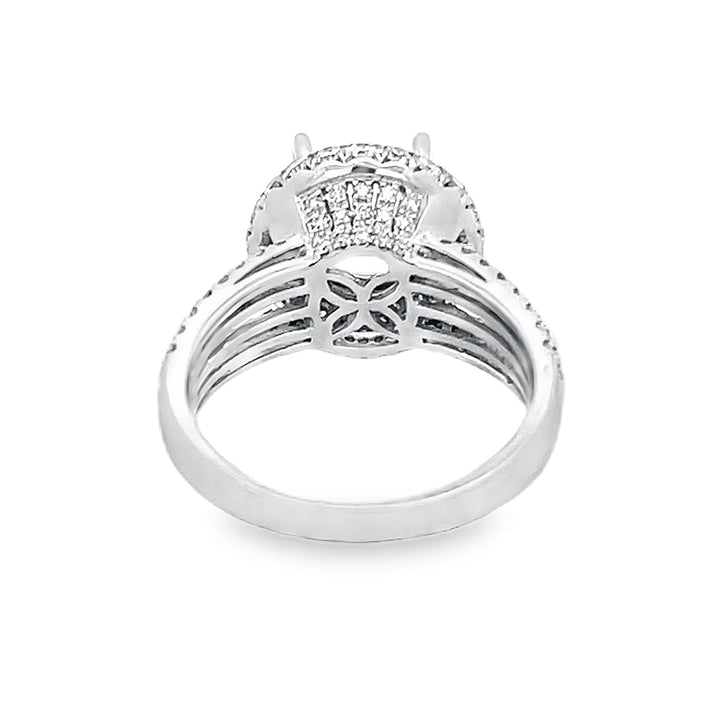 18K White Gold Diamond Halo Semi Mounting 1.28ctw