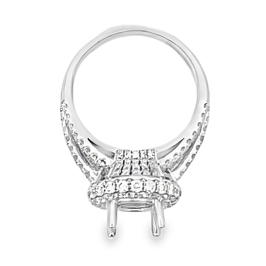 18K White Gold Diamond Halo Semi Mounting 1.28ctw