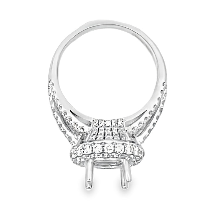 18K White Gold Diamond Halo Semi Mounting 1.28ctw