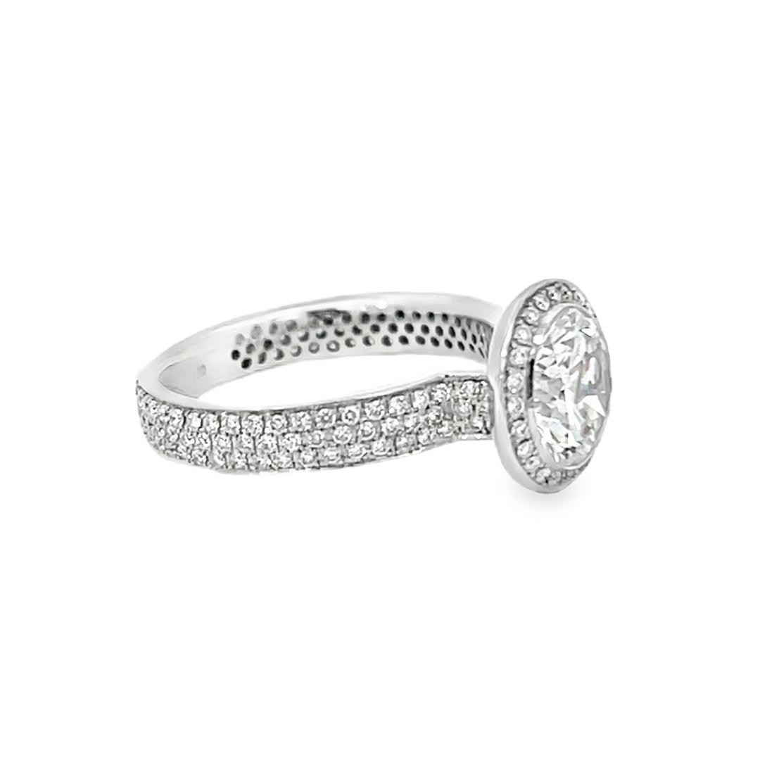 White Gold 0.76 Carats Semi Mounting Halo Style
