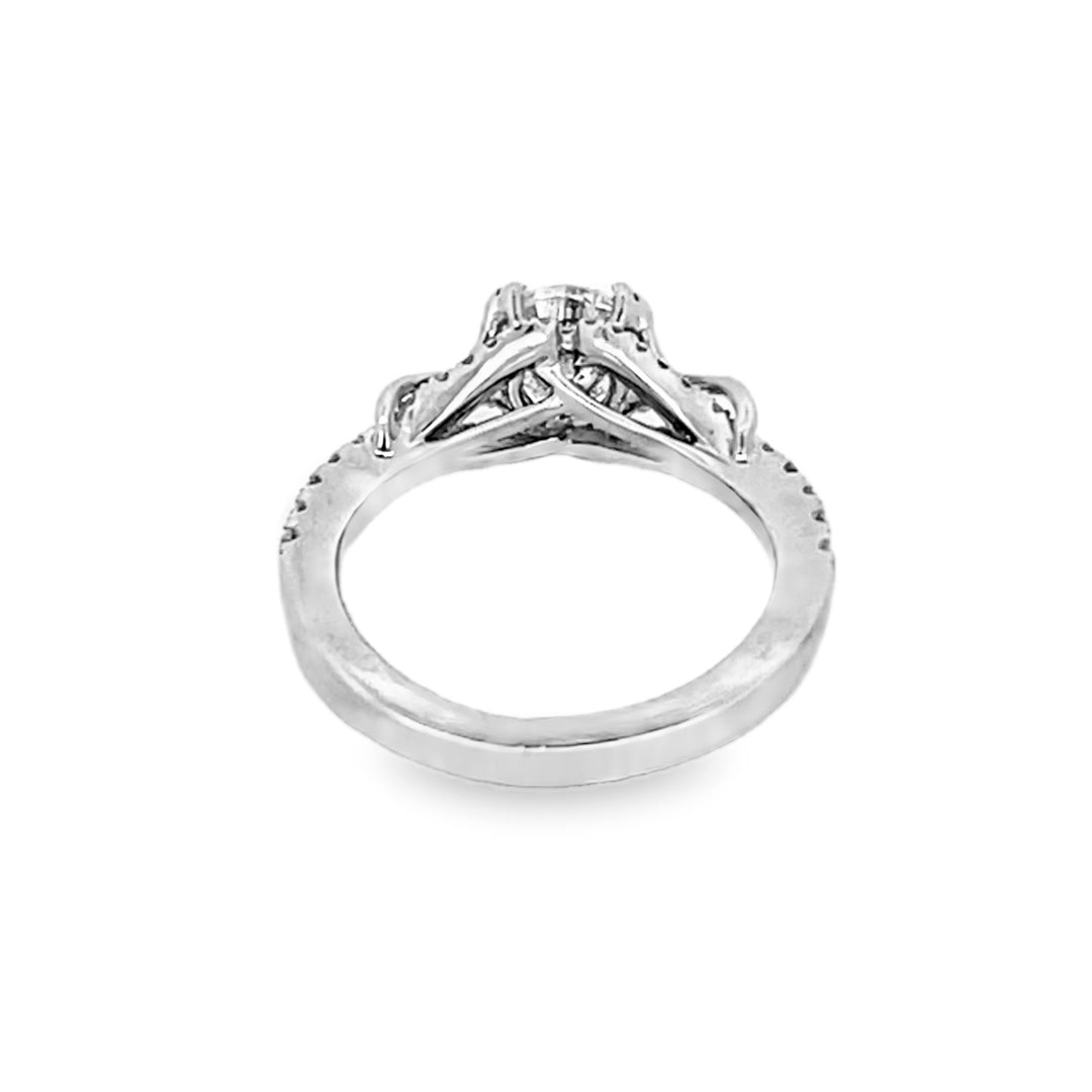 14K White Gold Round Cut Diamond Shank Semi-Mounting Engagement Ring 0.26ctw