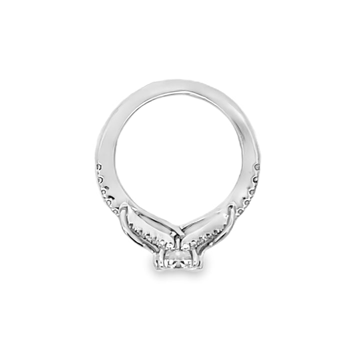 14K White Gold Round Cut Diamond Shank Semi-Mounting Engagement Ring 0.26ctw