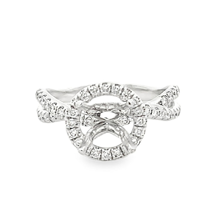 14K White Gold Round Diamond Semi Mounting 0.68ctw