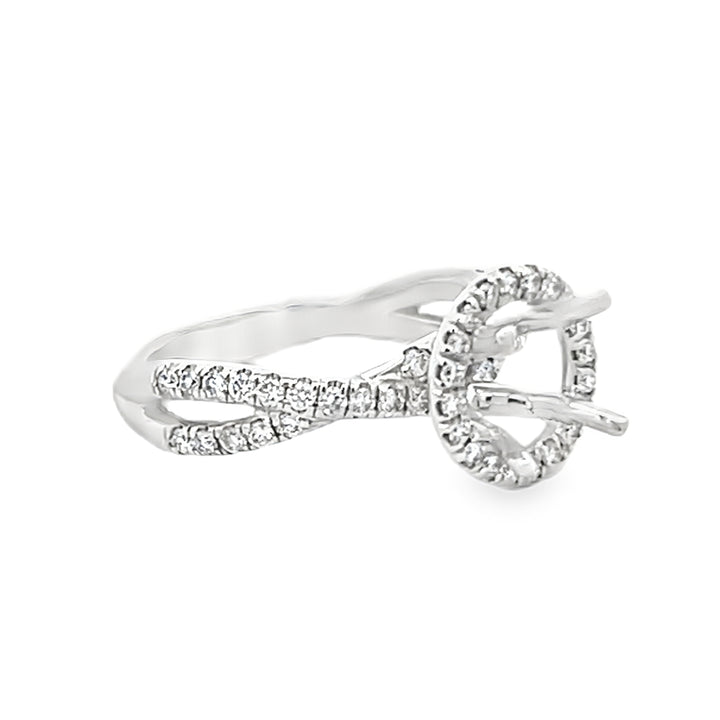 14K White Gold Round Diamond Semi Mounting 0.68ctw