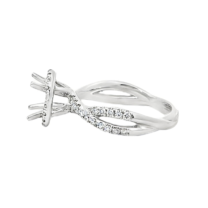14K White Gold Round Diamond Semi Mounting 0.68ctw