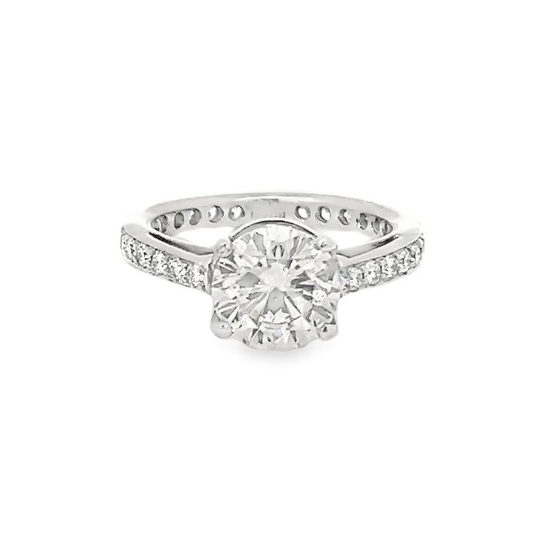 Platinum Round Pavé Engagement Ring Semi-Mount