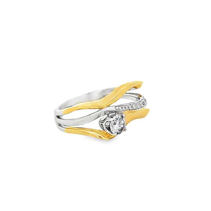 14K Two Tone 0.09ct Diamond Semi Mounting Set