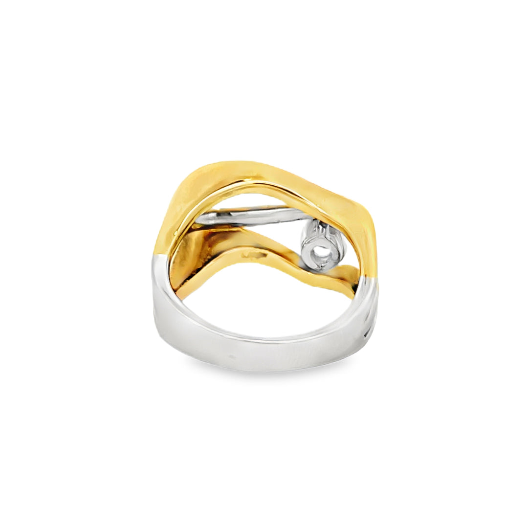 14K Two Tone 0.09ct Diamond Semi Mounting Set