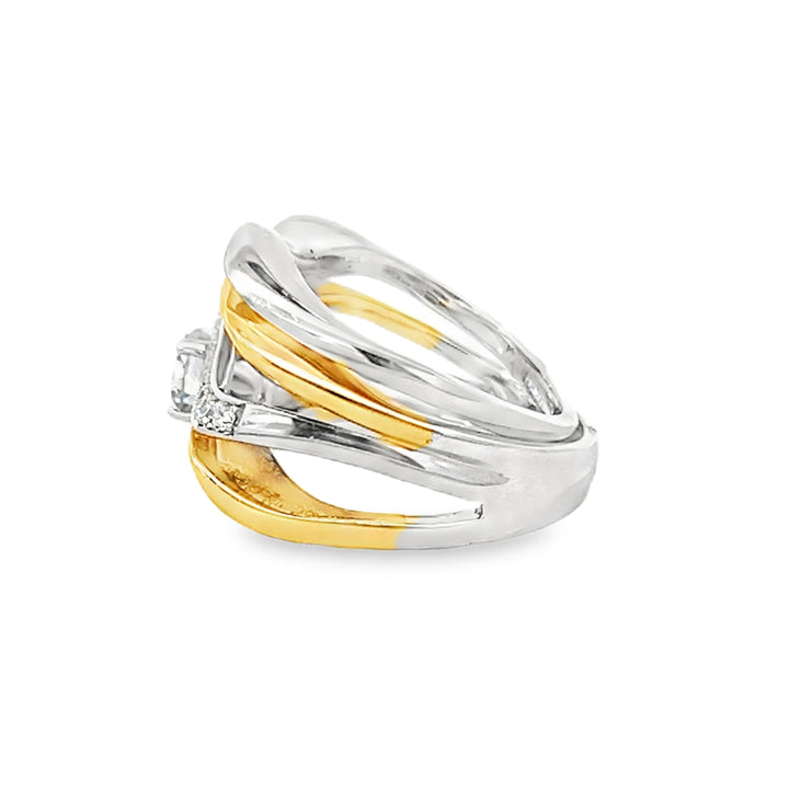14K Two Tone 0.09ct Diamond Semi Mounting Set