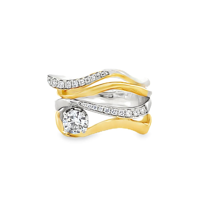 14K Two Tone 0.09ct Diamond Semi Mounting Set