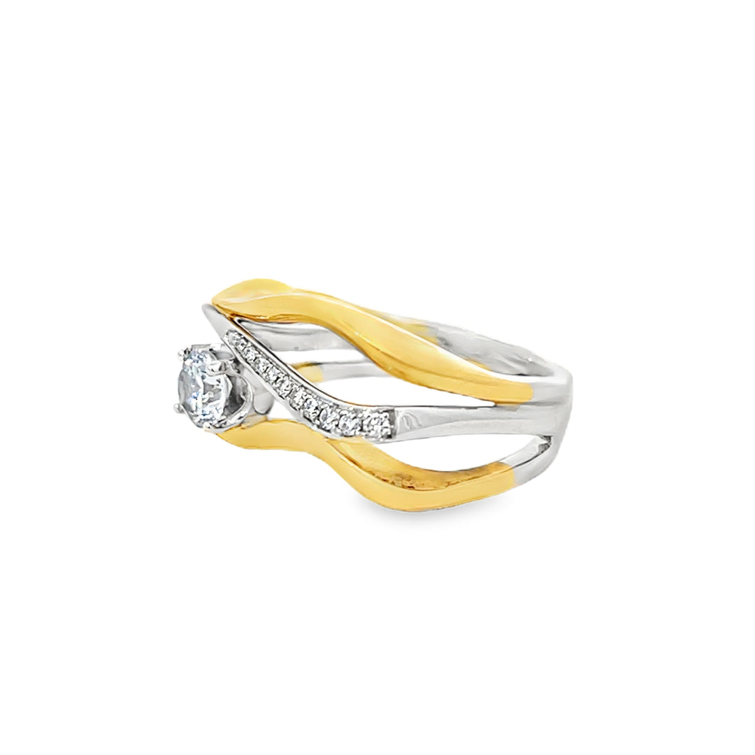 14K Two Tone 0.09ct Diamond Semi Mounting Set