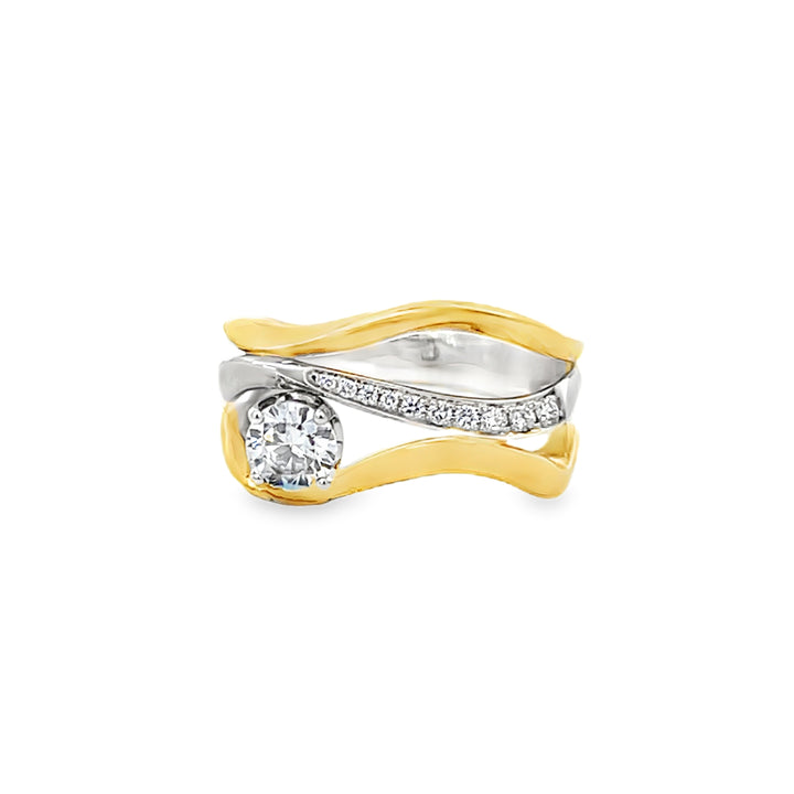 14K Two Tone 0.09ct Diamond Semi Mounting Set