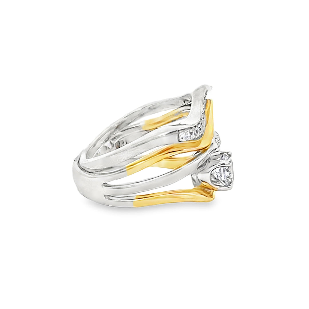 14K Two Tone 0.09ct Diamond Semi Mounting Set