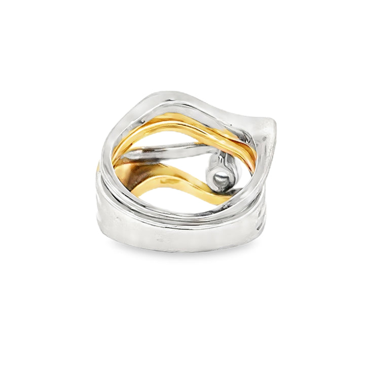 14K Two Tone 0.09ct Diamond Semi Mounting Set
