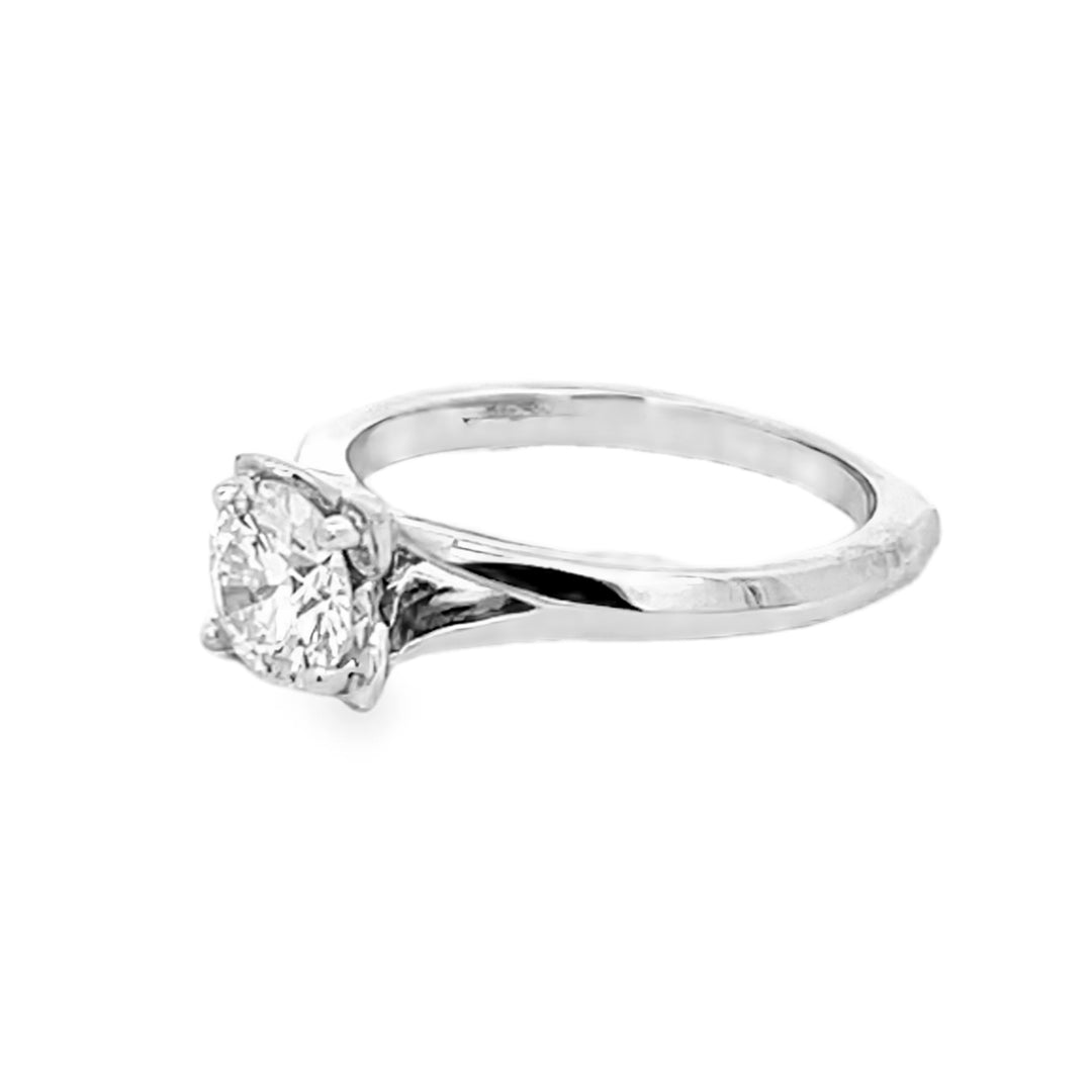 14K White Gold Round Cut Diamond Solitaire Engagement Ring 1.01ctw