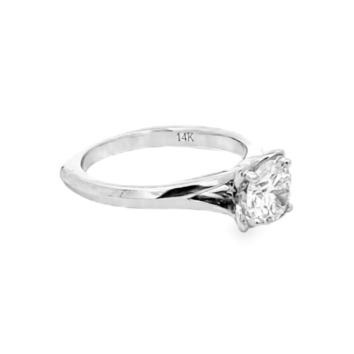14K White Gold Round Cut Diamond Solitaire Engagement Ring 1.01ctw