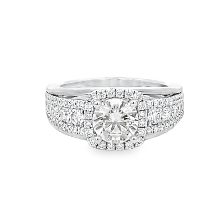 14K White Gold Diamond Halo Semi Mounting 0.88ctw