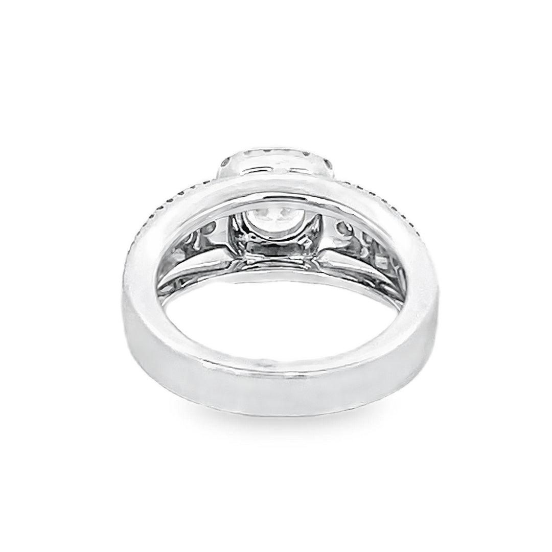 14K White Gold Diamond Halo Semi Mounting 0.88ctw