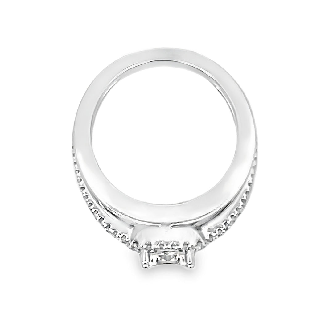 14K White Gold Diamond Halo Semi Mounting 0.88ctw