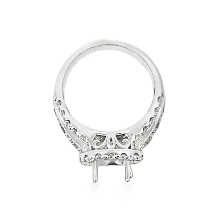 14k White Gold 2.25ct Halo Diamond Semi Mounting Ring