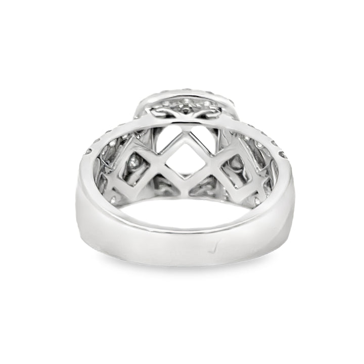 14k White Gold 2.25ct Halo Diamond Semi Mounting Ring