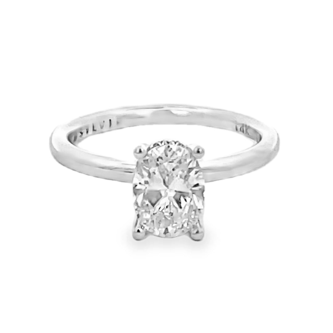 14K White Gold Oval Cut Diamond Solitaire Engagement Ring 1.62ctw