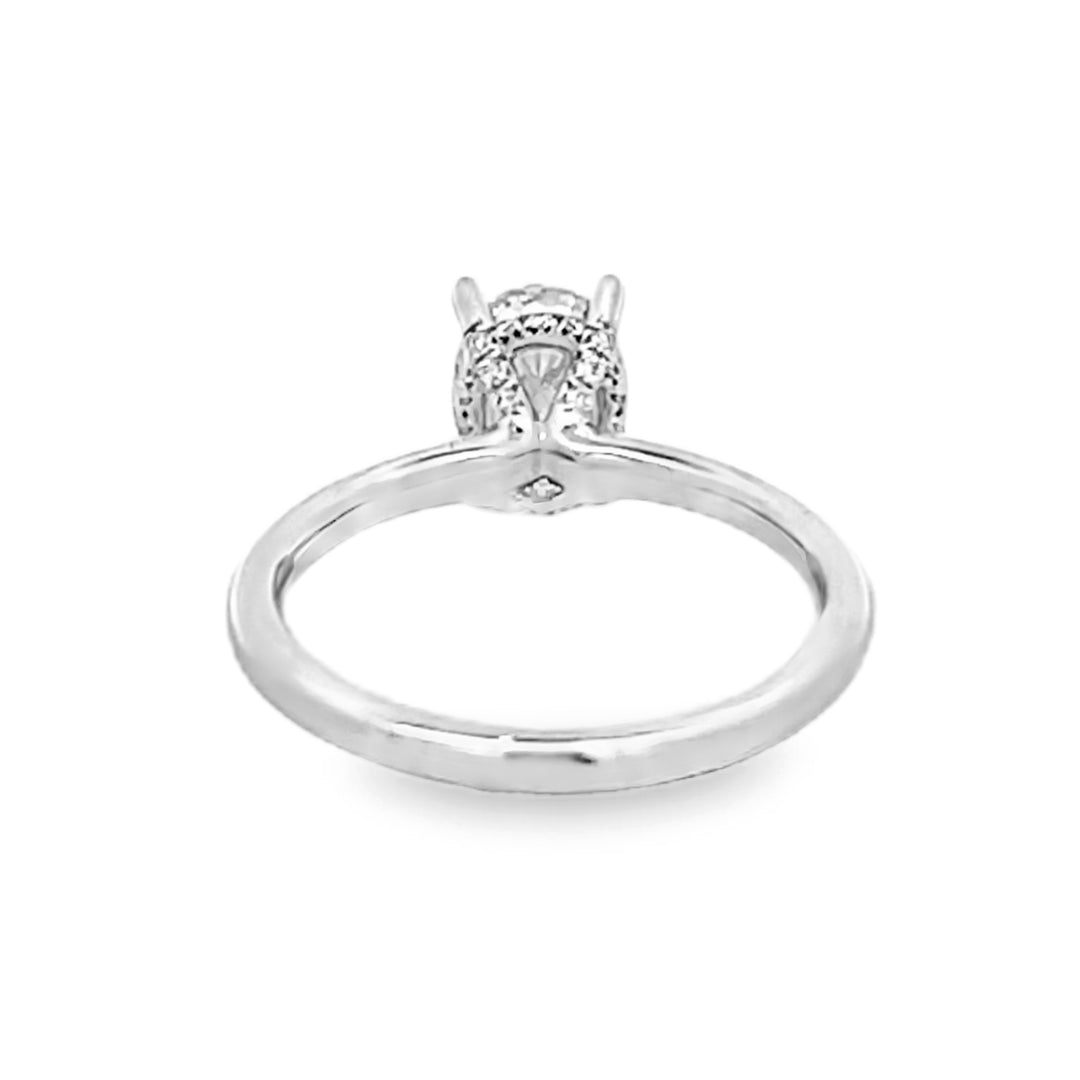 14K White Gold Oval Cut Diamond Solitaire Engagement Ring 1.62ctw
