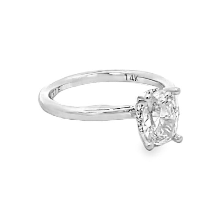 14K White Gold Oval Cut Diamond Solitaire Engagement Ring 1.62ctw