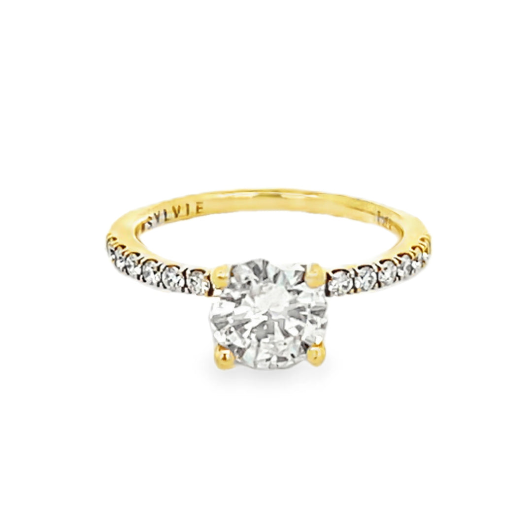 14K Yellow Gold Round Diamond Semi Mounting Engagement Ring 3.11ctw