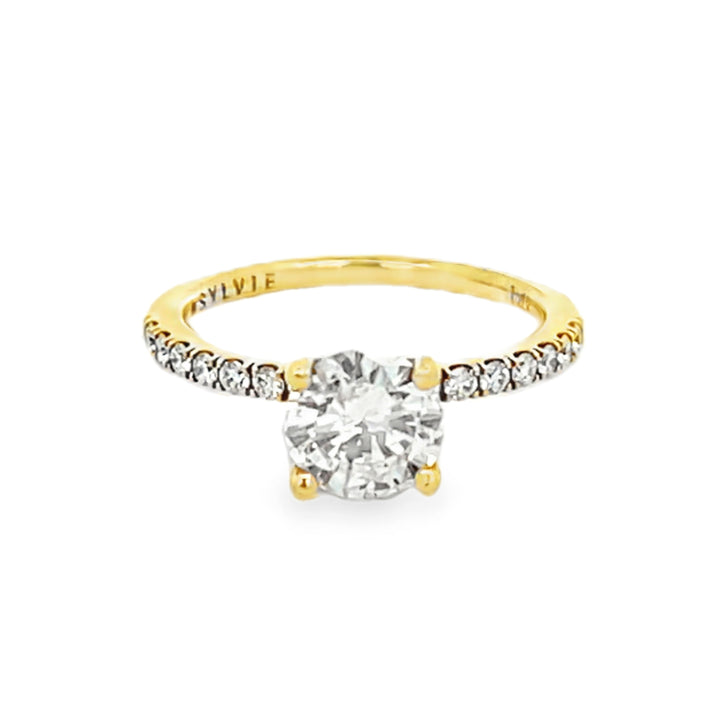 14K Yellow Gold Round Diamond Semi Mounting Engagement Ring 3.11ctw