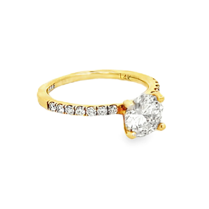 14K Yellow Gold Round Diamond Semi Mounting Engagement Ring 3.11ctw