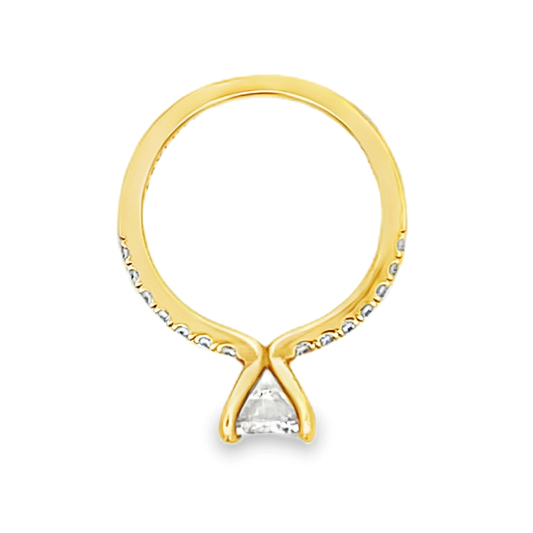 14K Yellow Gold Round Diamond Semi Mounting Engagement Ring 3.11ctw