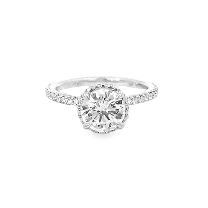 14K White Gold Round Hidden Halo Semi-Mount