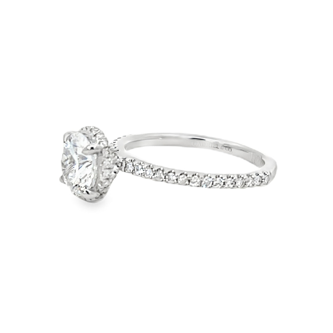 14K White Gold Round Cut Diamond Halo Engagement Ring 0.40ctw