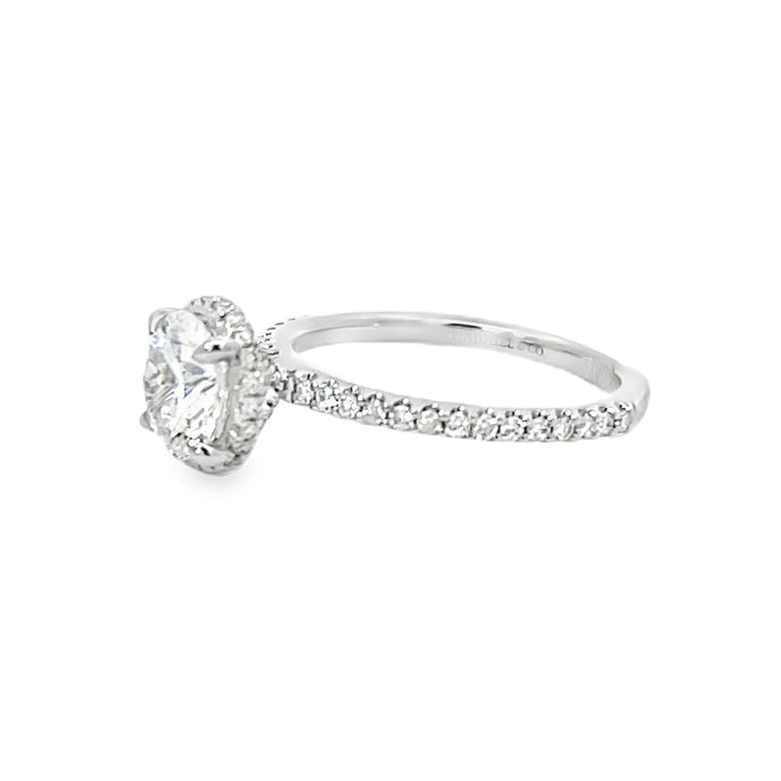 14K White Gold Round Cut Diamond Halo Engagement Ring 0.40ctw