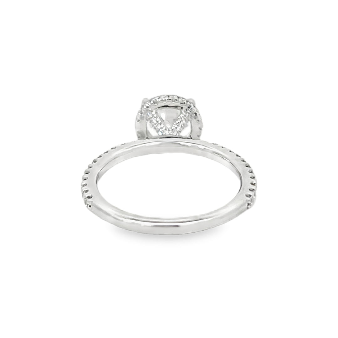 14K White Gold Round Cut Diamond Halo Engagement Ring 0.40ctw
