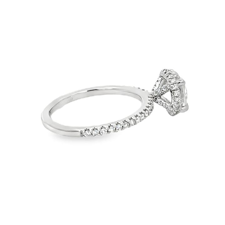 14K White Gold Round Cut Diamond Halo Engagement Ring 0.40ctw