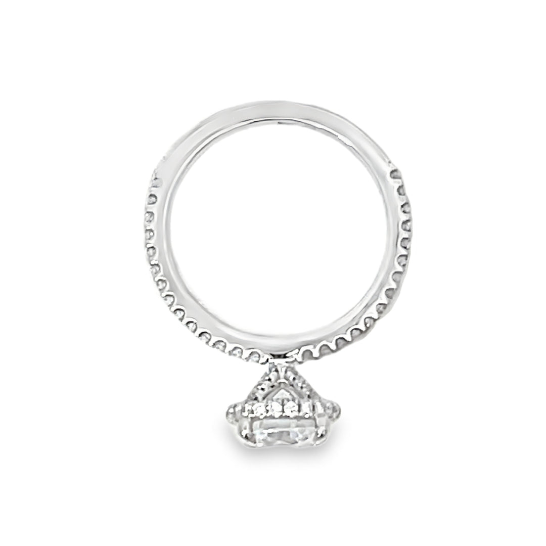 14K White Gold Round Cut Diamond Halo Engagement Ring 0.40ctw