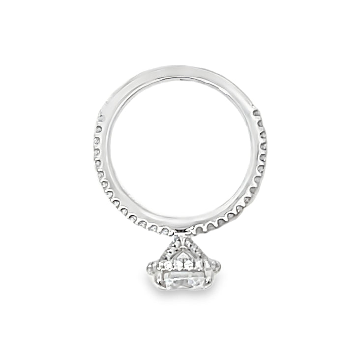 14K White Gold Round Cut Diamond Halo Engagement Ring 0.40ctw