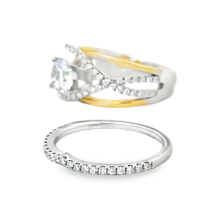 14K Two-Tone Diamond 2 Piece Semi-Mount Engagement Ring