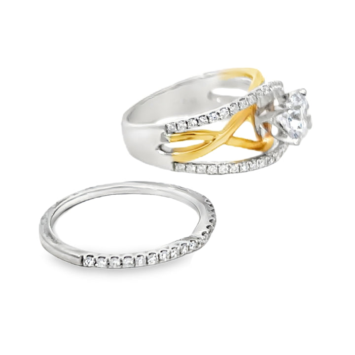14K Two-Tone Diamond 2 Piece Semi-Mount Engagement Ring