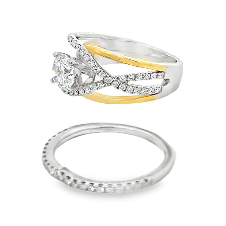 14K Two-Tone Diamond 2 Piece Semi-Mount Engagement Ring