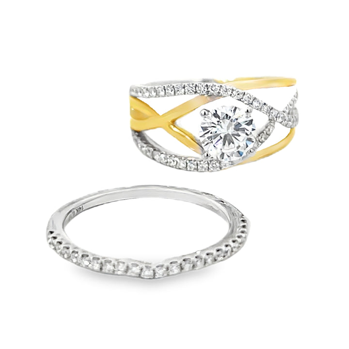14K Two-Tone Diamond 2 Piece Semi-Mount Engagement Ring