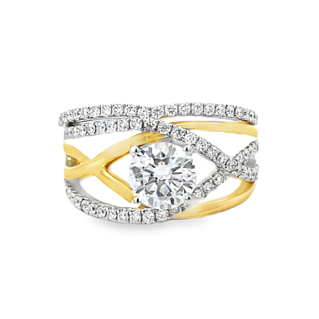14K Two-Tone Diamond 2 Piece Semi-Mount Engagement Ring