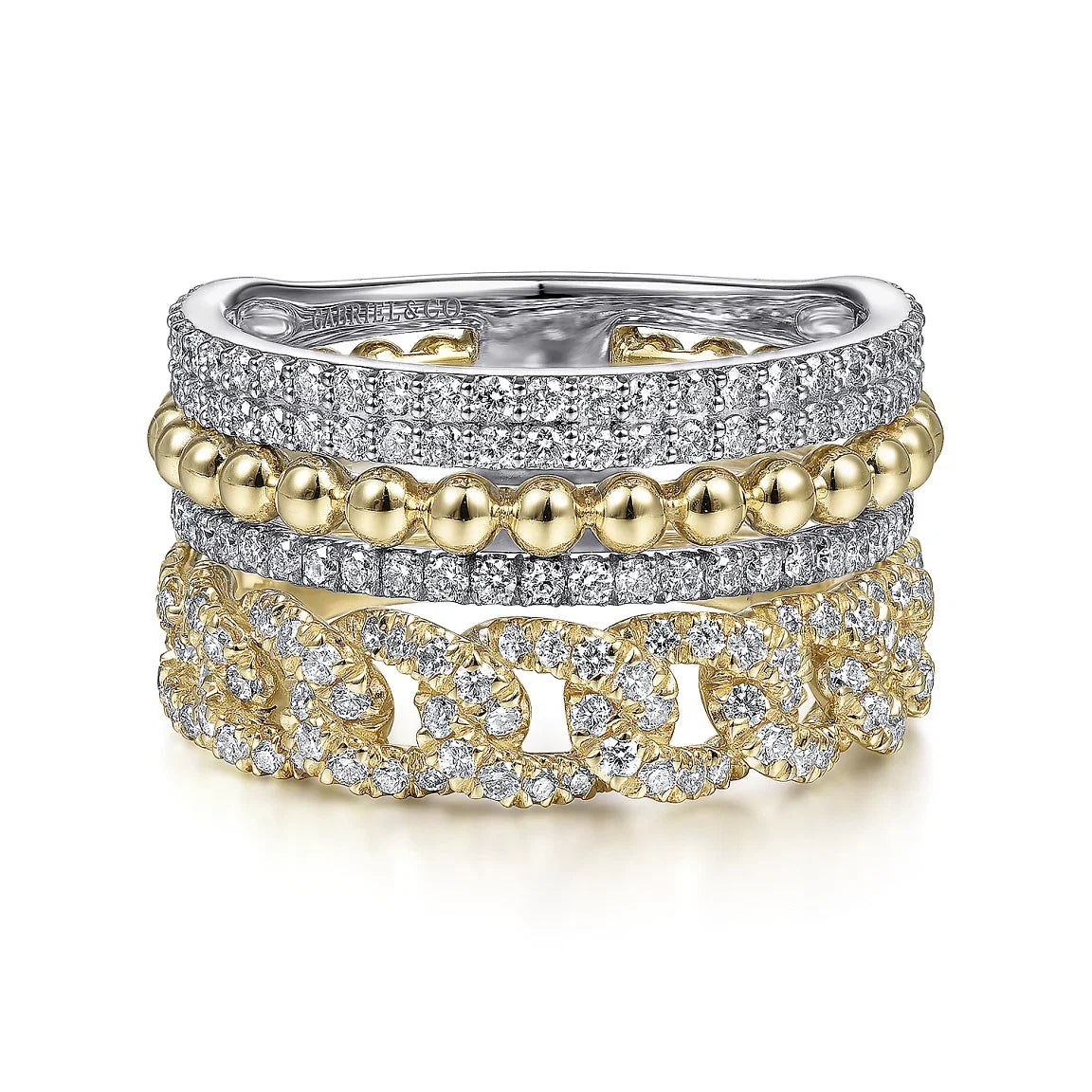 Two-Tone Bujukan Diamond Stackable Ring