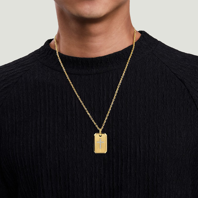 14K Yellow Gold Diamond Cross Pendant