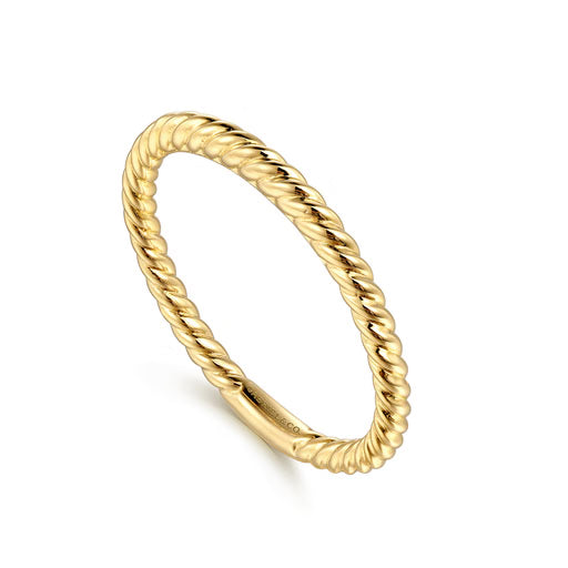 Stackable 14K Yellow Gold Twisted Rope Ring