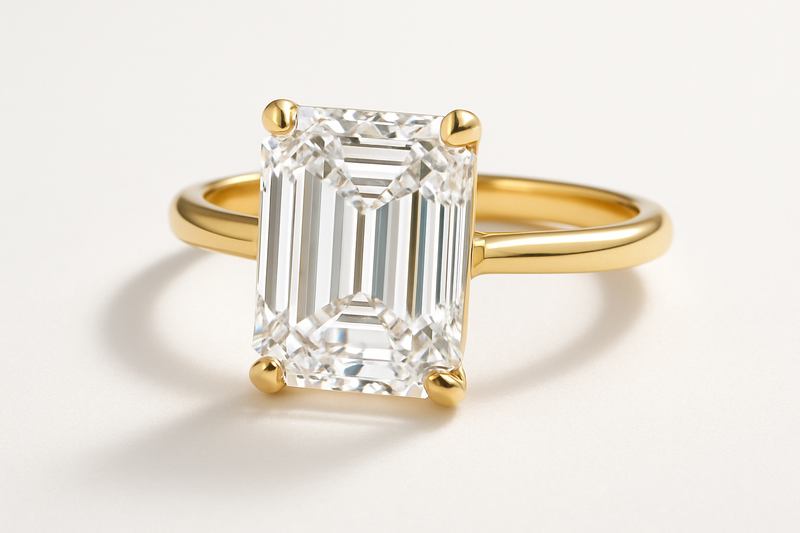 14K Yellow Gold Emerald Cut Diamond Solitaire Engagement Ring 2.48ctw