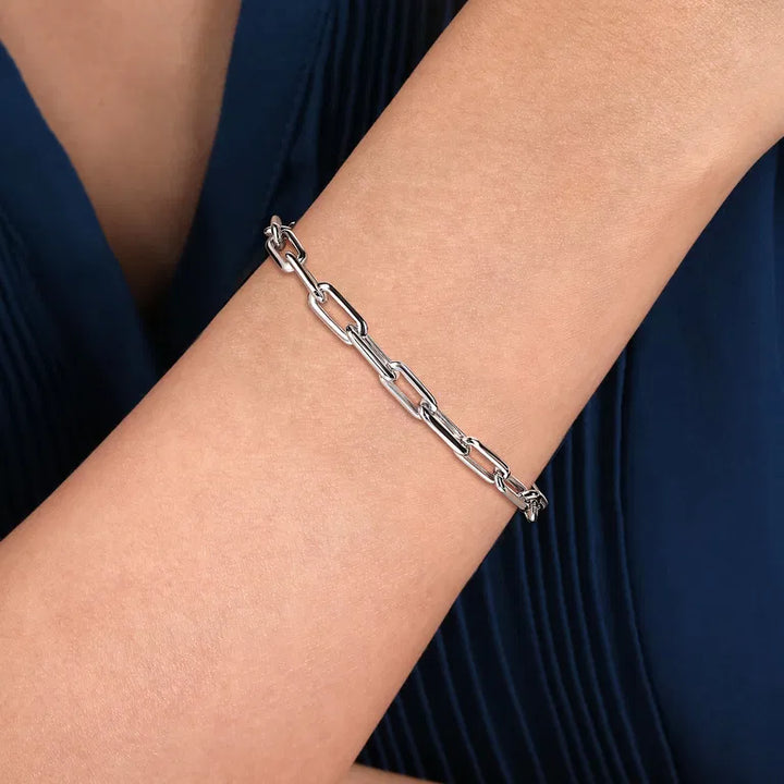 925 Sterling Silver Hollow Link 14mm Chain Bracelet